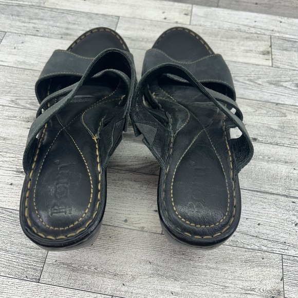 BORN Women's Mona Platform Slip On Sandal SOFT LEATHER WEDGE Strappy Slide Sz 9 - Picture 9 of 10
